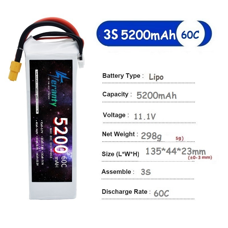 TERANTY  3S  5200MAH 60C batte - Drone Avion Rc 评论和价格